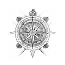 moral compass with nautical theme tattoo design idea