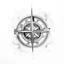 moral compass with old ship wheel tattoo design idea