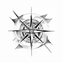 moral compass with old ship wheel tattoo design idea