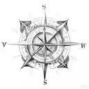 moral compass with old ship wheel tattoo design idea