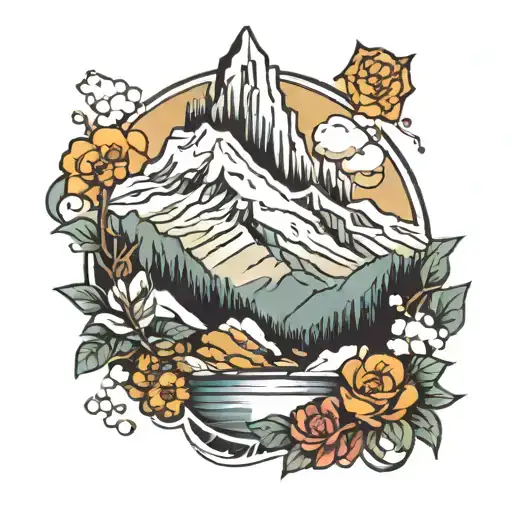 snow capped mountain tattoo design idea