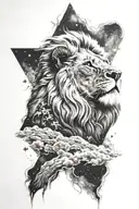 Photo realistic, lion tattoo in the night sky filled tattoo design idea