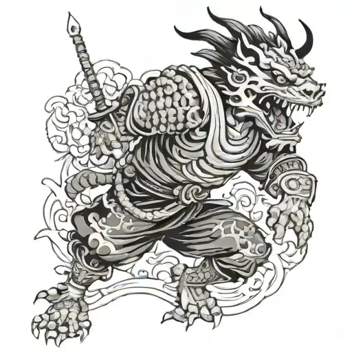 dark fantasy warrior  tattoo design idea