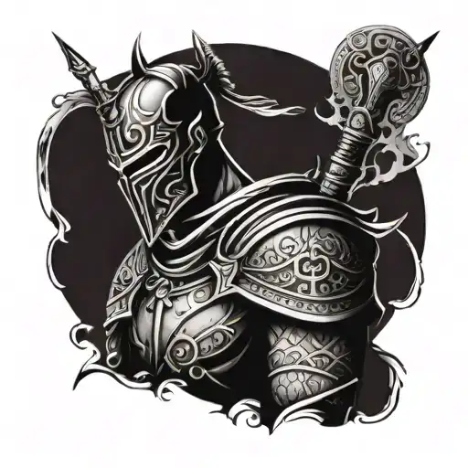 dark fantasy warrior  tattoo design idea