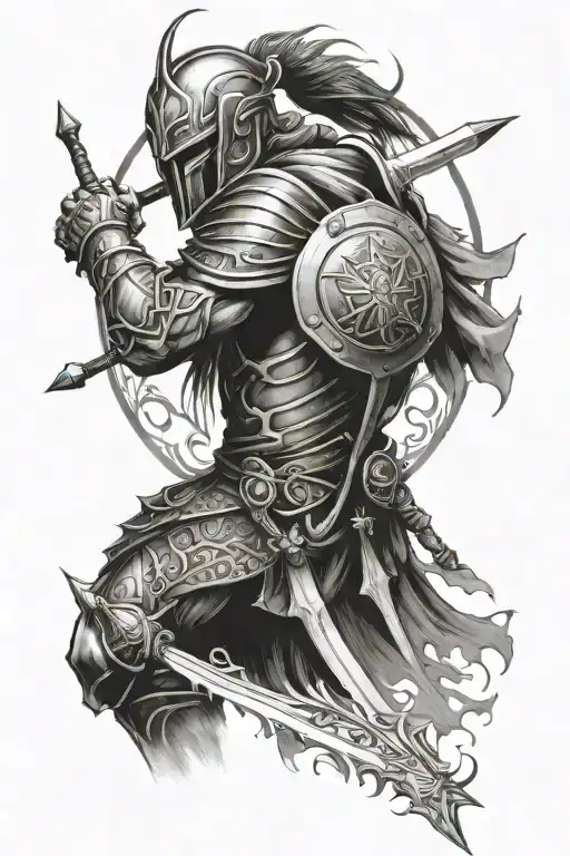 dark fantasy warrior  tattoo design idea
