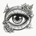 realistic eye looking clock tattoo design idea