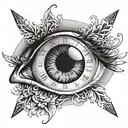 realistic eye looking clock tattoo design idea