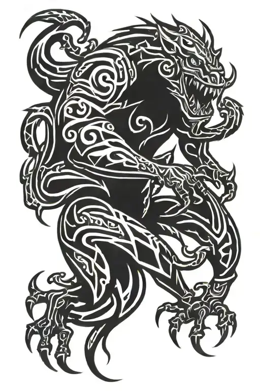 monster breaking free tattoo design idea