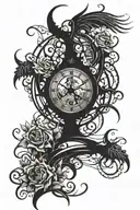 caged demon broken clock with flowers  tattoo design idea