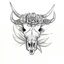 cow skull with roses and Aztec calendar tattoo design idea