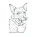 a black dog with a tennis ball in its mouth tattoo design idea