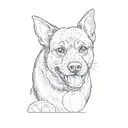 a black dog with a tennis ball in its mouth tattoo design idea