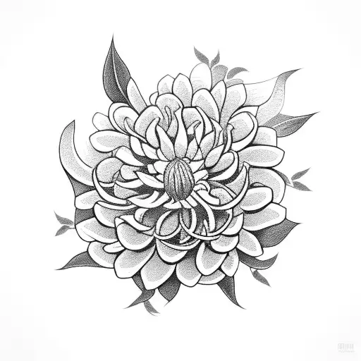 snake clutching a stemmed chrysanthemum with two stemmed daffodils on either side tattoo design idea
