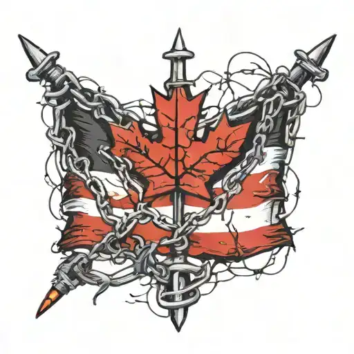Canada flag, barb wire, catholic tattoo design idea