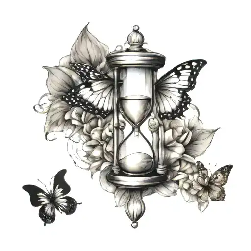 half butterfly half hourglass   tattoo design idea