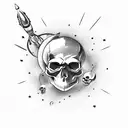 SKULL WITH ROCKET GOING THROUGH IT tattoo design idea