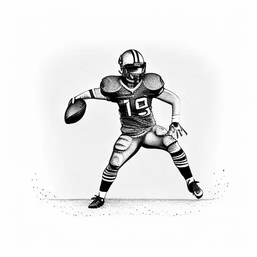 A minimalist tattoo of a football player showing determination and perseverance tattoo design idea