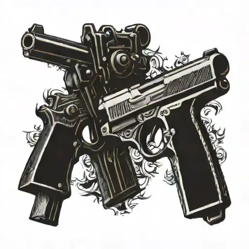 colt pistol tattoo design idea
