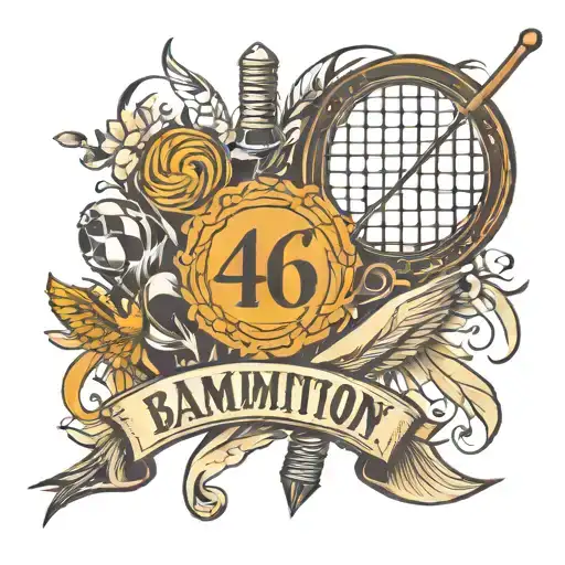 tattoo including words "46" and "badminton"  tattoo design idea