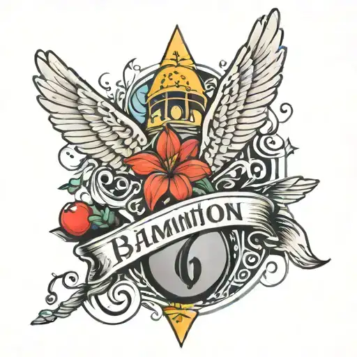 tattoo including words "46" and "badminton"  tattoo design idea
