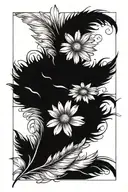 daisy and 2 feathers falling tattoo design idea