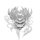 A fusion of traditional Japanese art and Buichi Terasawa's manga style tattoo design idea