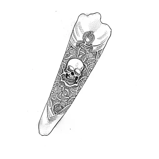 a woman with a skull and crossbones tattoo design idea