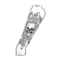 a woman with a skull and crossbones tattoo design idea