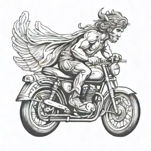 apollo greek god on bonneville motorcycle  tattoo design idea