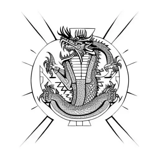 Aztec dragon on Aztec pyramid tattoo design idea