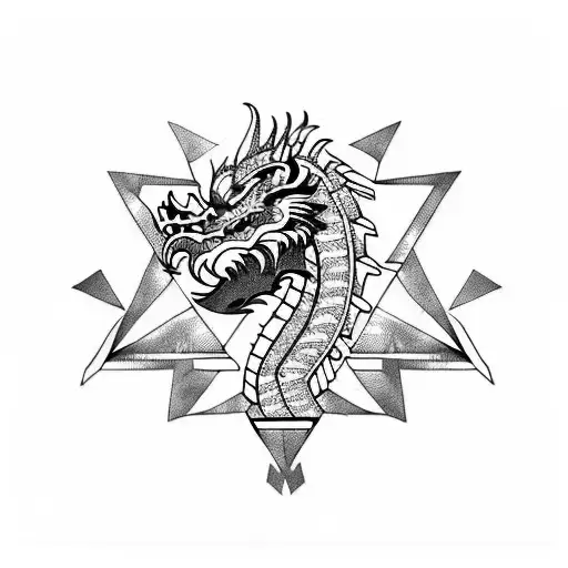 Aztec dragon on Aztec pyramid tattoo design idea
