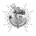 Aztec dragon on Aztec pyramid tattoo design idea