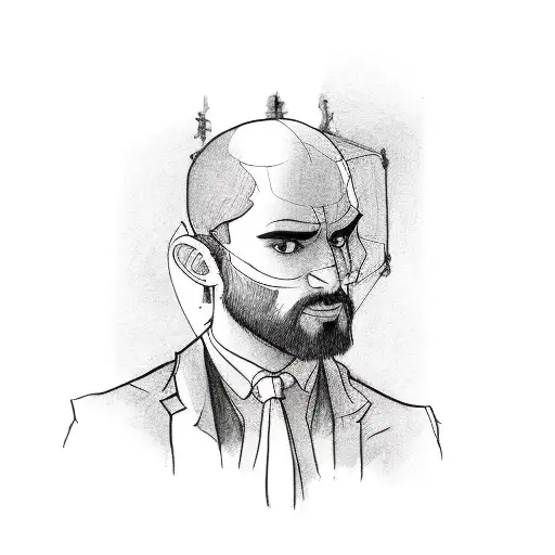 a man looking at himself in the mirror tattoo design idea