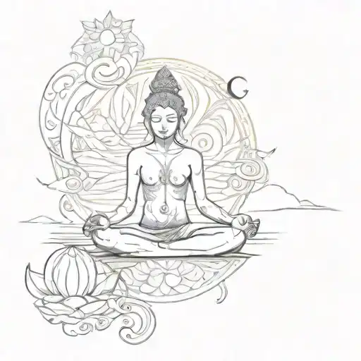 meditation scene tattoo design idea
