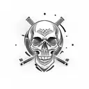 skull with gun tattoo design idea