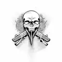 skull with gun tattoo design idea