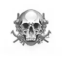 skull with gun tattoo design idea