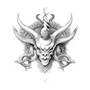 A hauntingly beautiful composition of the sigil of Baphomet intertwined with an intricate lace pattern tattoo design idea