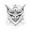 A hauntingly beautiful composition of the sigil of Baphomet intertwined with an intricate lace pattern tattoo design idea