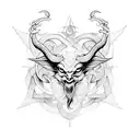 A hauntingly beautiful composition of the sigil of Baphomet intertwined with an intricate lace pattern tattoo design idea