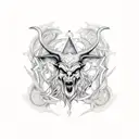 A hauntingly beautiful composition of the sigil of Baphomet intertwined with an intricate lace pattern tattoo design idea