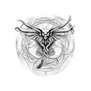 A hauntingly beautiful composition of the sigil of Baphomet intertwined with an intricate lace pattern tattoo design idea