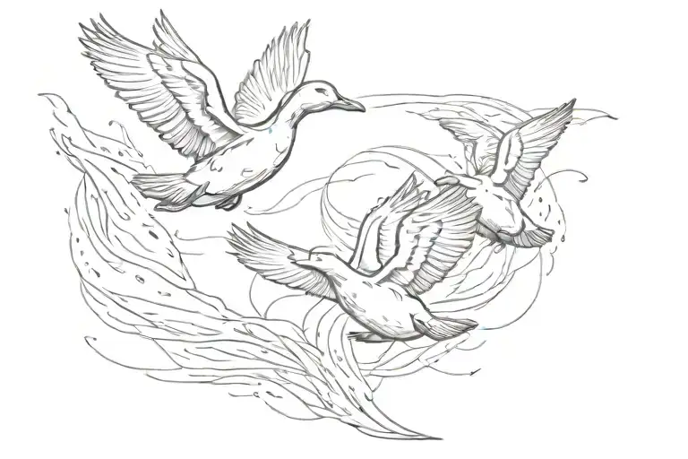 3 ducks flying away tattoo design idea