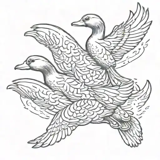 3 ducks flying tattoo design idea