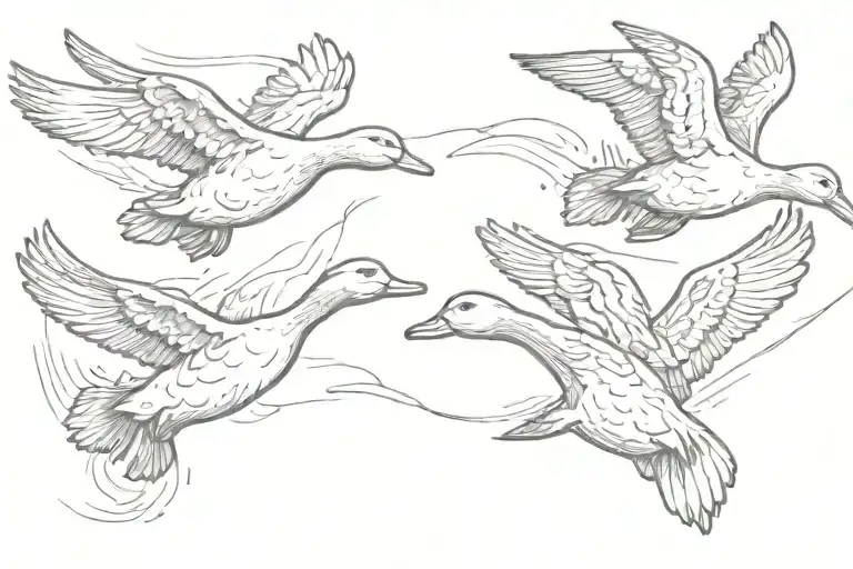 3 ducks flying tattoo design idea