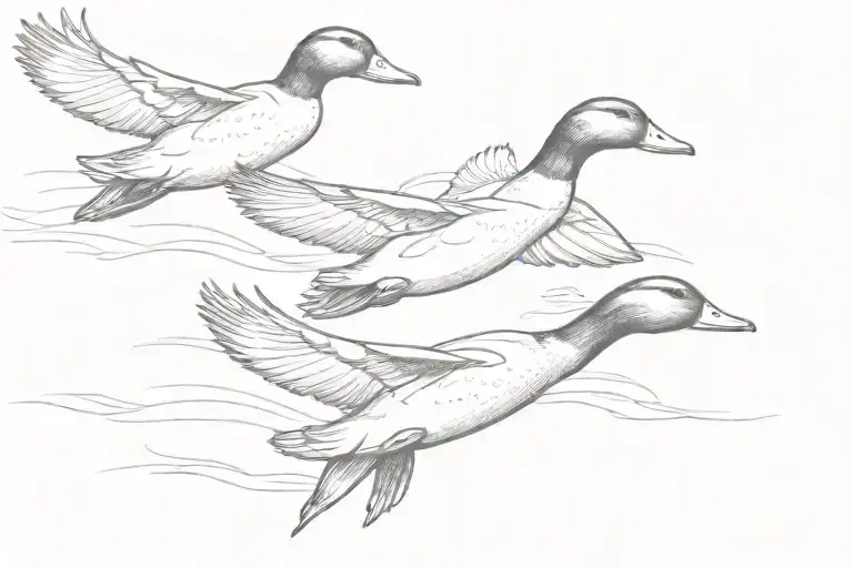 3 ducks flying away tattoo design idea