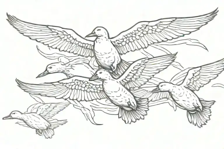 3 ducks flying tattoo design idea
