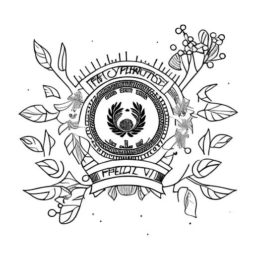 wreath with Fred Perry inscription tattoo design idea