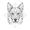 Half realistic dog half geometric outline of dog's face With rhombus design outlining the entire image tattoo design idea
