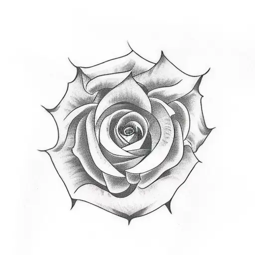 rose with stem and spider web tattoo design idea